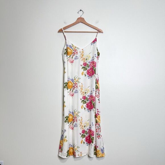Reformation Boston Floral Midi Slip Dress Ivory Pink Yellow Size 8 Feminine - Picture 2 of 8